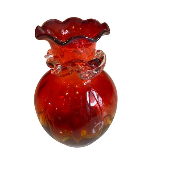 Vintage Pilgrim Red Amber Ombre Mini Vase - Picture 1 of 5